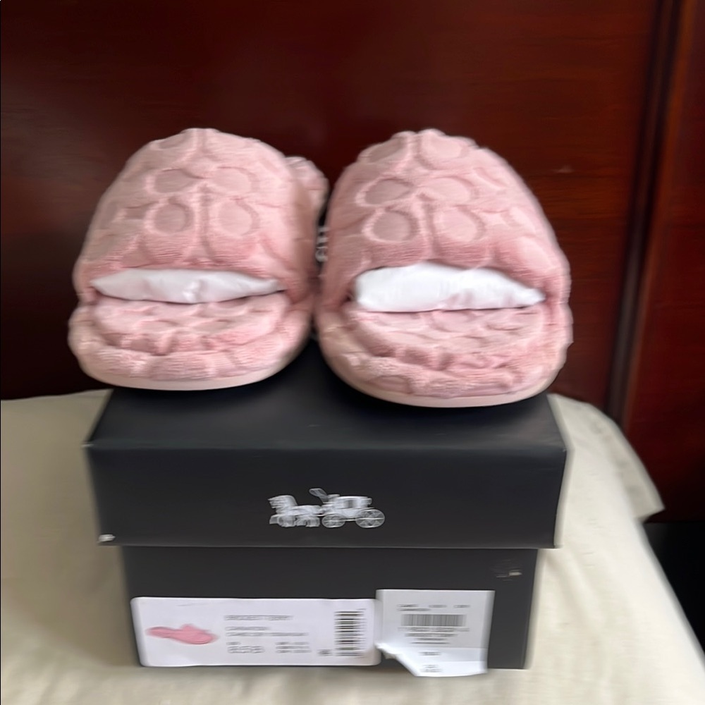 Coach Pink Cozy Quilted Slippers